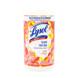 Lysol Disinfecting Wipes Mango & Hibiscus Scent 80 Wet Wipes, 16.7oz