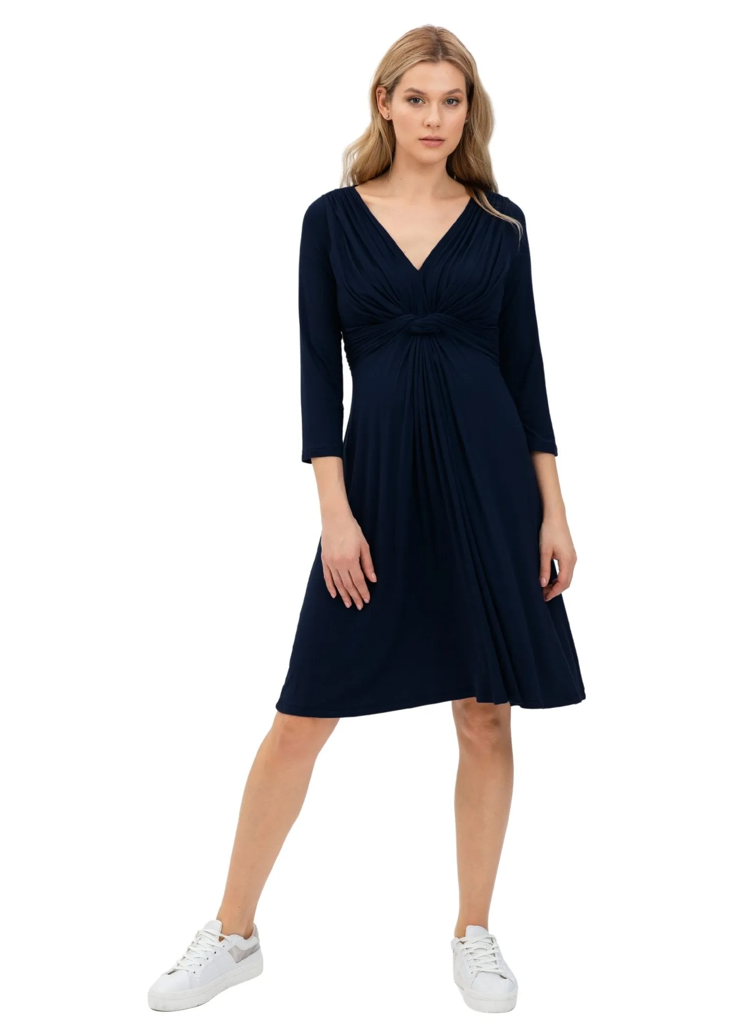 Maddona Maternity and Nursing Dress - Navy