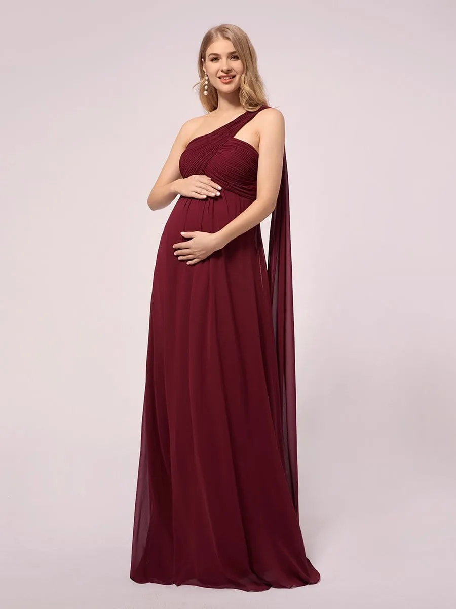 Maxi Chiffon One Shoulder Dress for Women Maternity