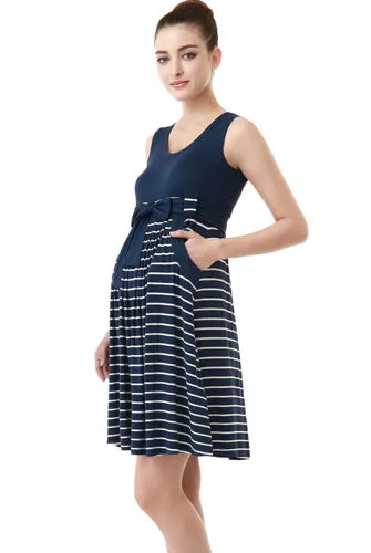 Momo Maternity Scoop Neck Striped Dress