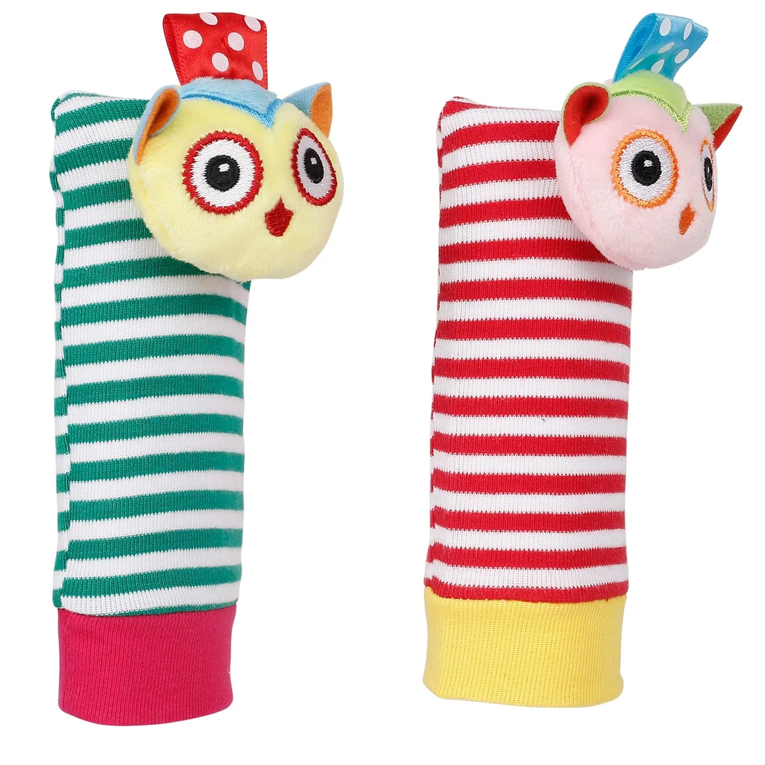 Owls In Love Multicolour Set of 4 Socks And Wrist Rattle