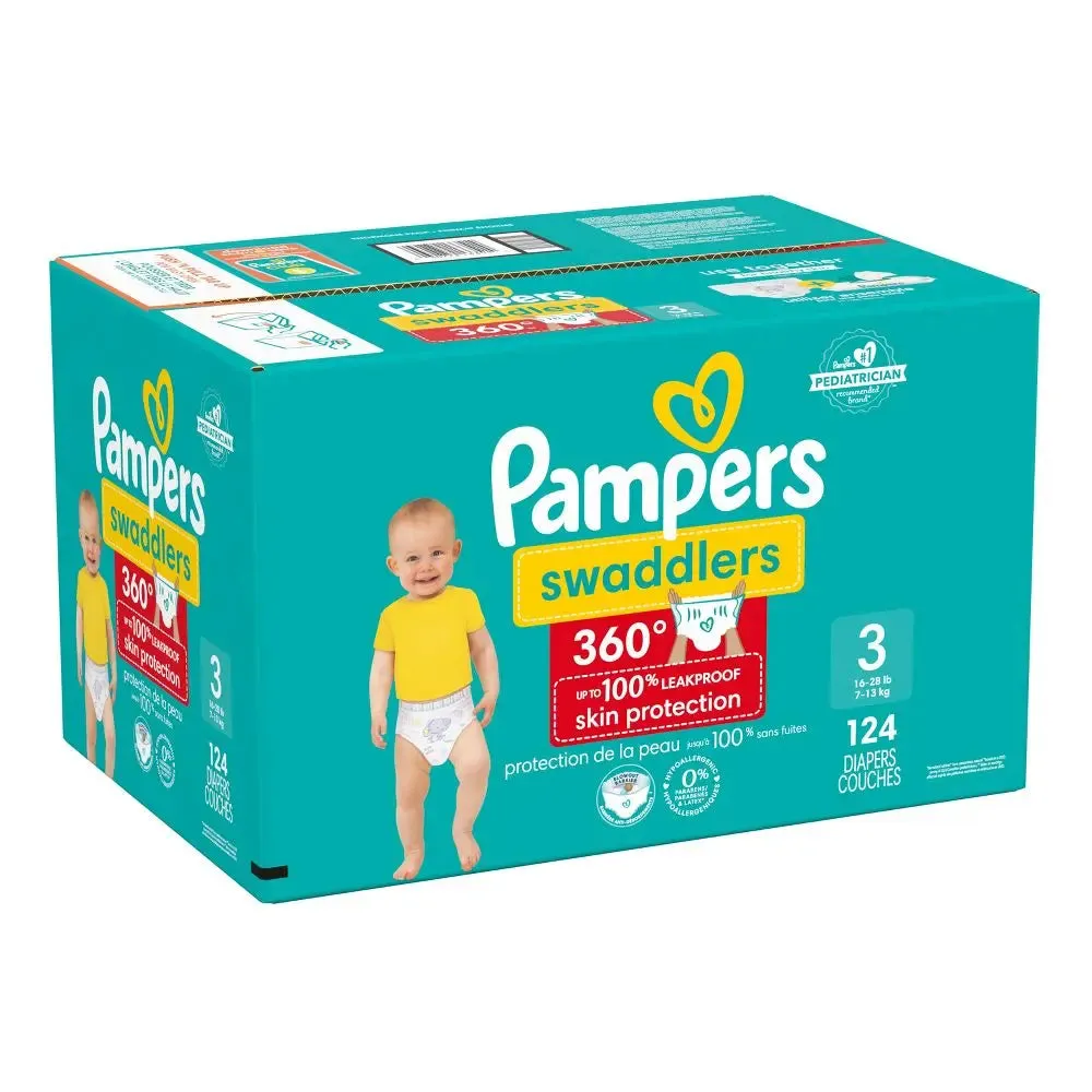 Pampers Swaddler 360 Enormous Disposable Baby Diapers - Size 3 - 124ct