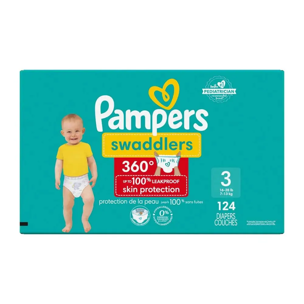 Pampers Swaddler 360 Enormous Disposable Baby Diapers - Size 3 - 124ct