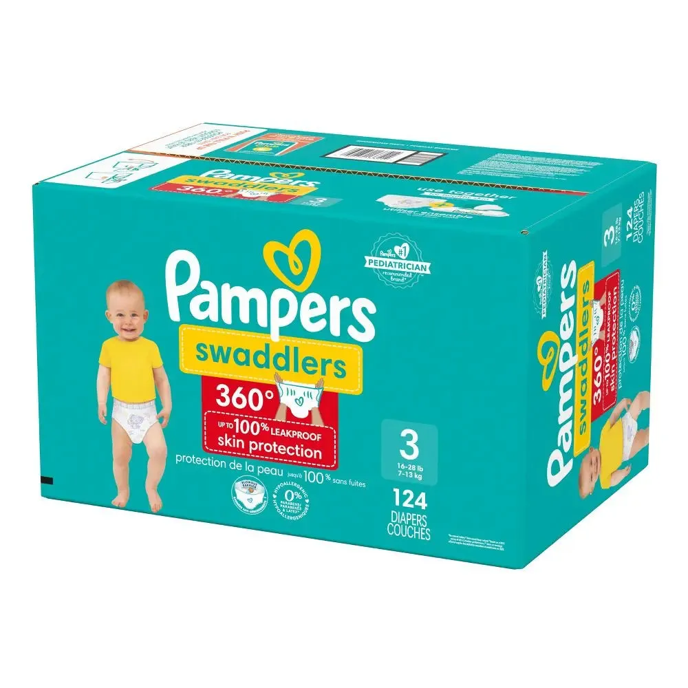 Pampers Swaddler 360 Enormous Disposable Baby Diapers - Size 3 - 124ct