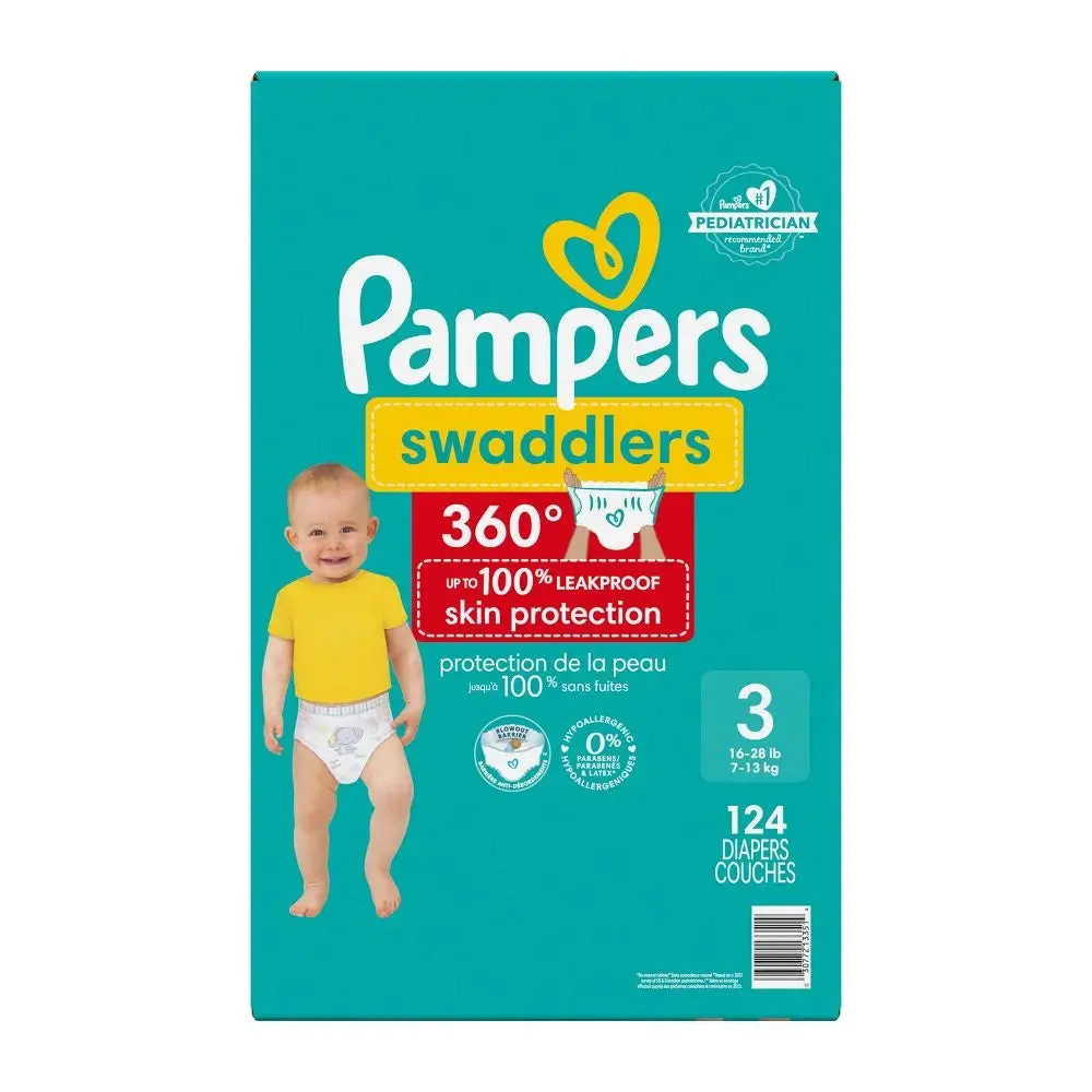 Pampers Swaddler 360 Enormous Disposable Baby Diapers - Size 3 - 124ct