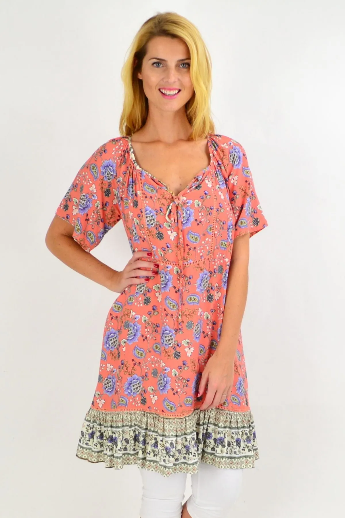 Pink Paisley Flowy Tunic Dress