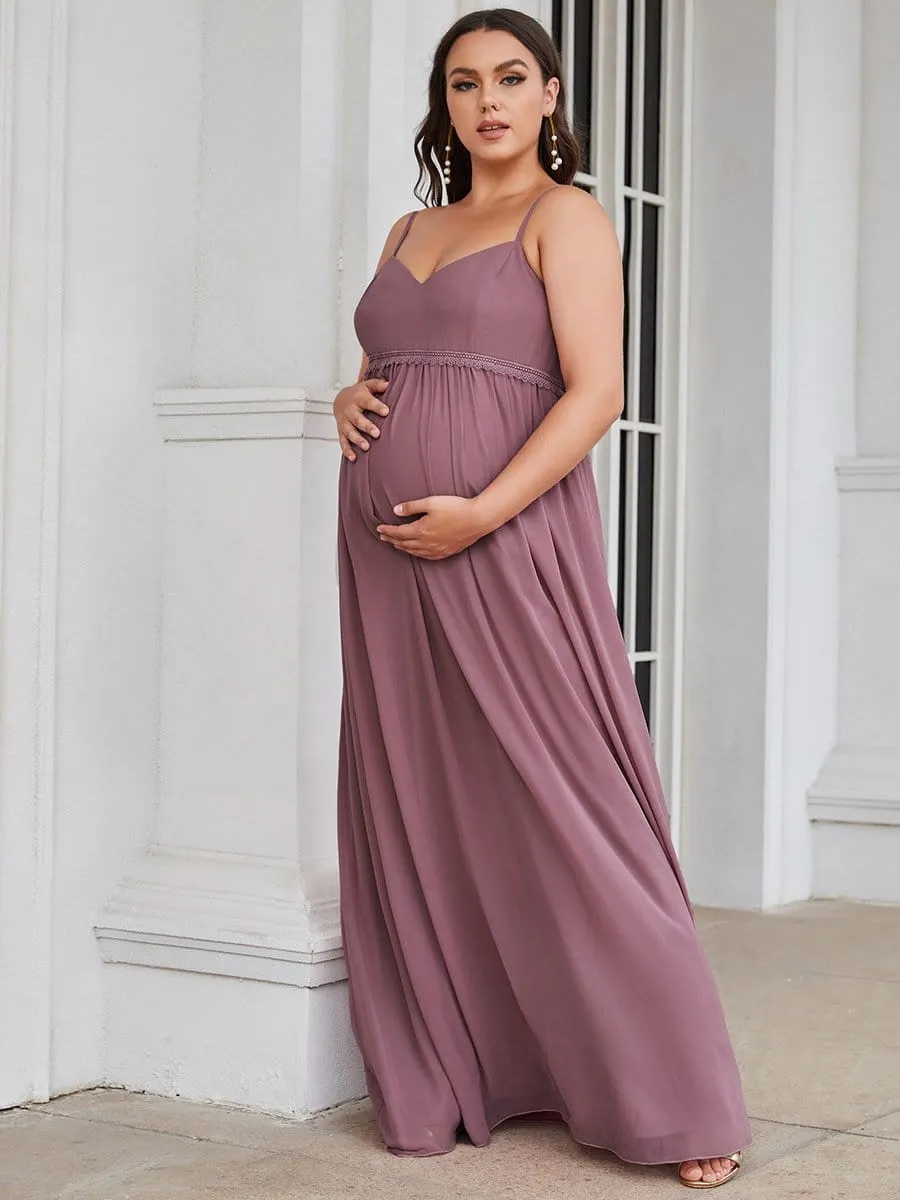 Plus Size Spaghetti Strap V-Neck A-Line Maternity Dress