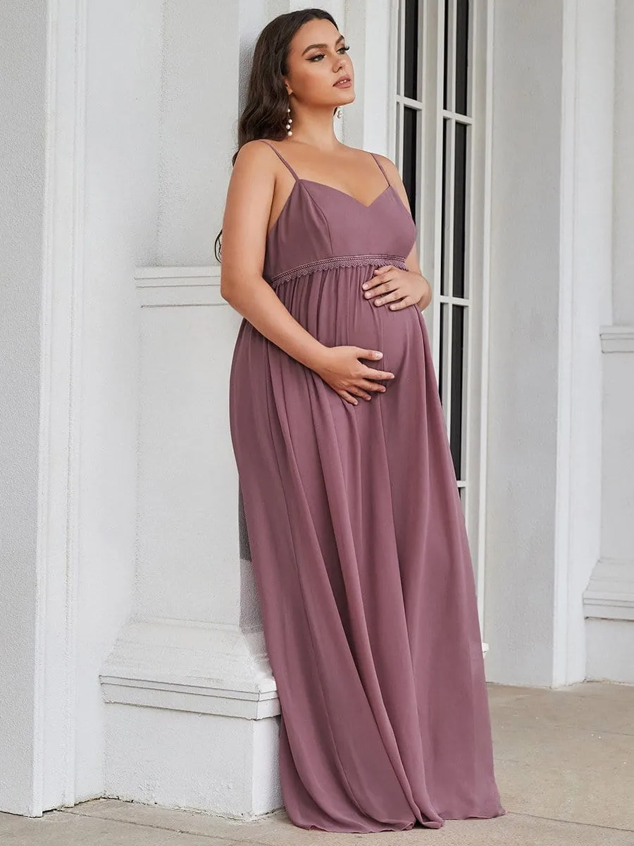 Plus Size Spaghetti Strap V-Neck A-Line Maternity Dress