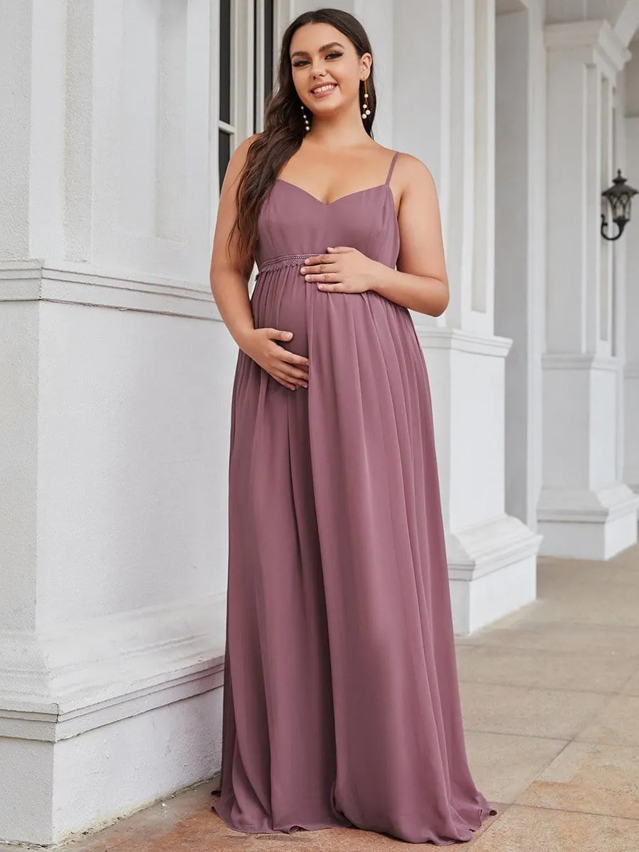 Plus Size Spaghetti Strap V-Neck A-Line Maternity Dress