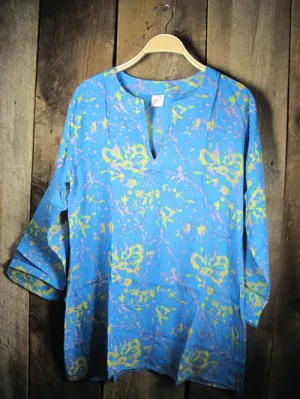 Rayon Batik Tunic in Blue Dye