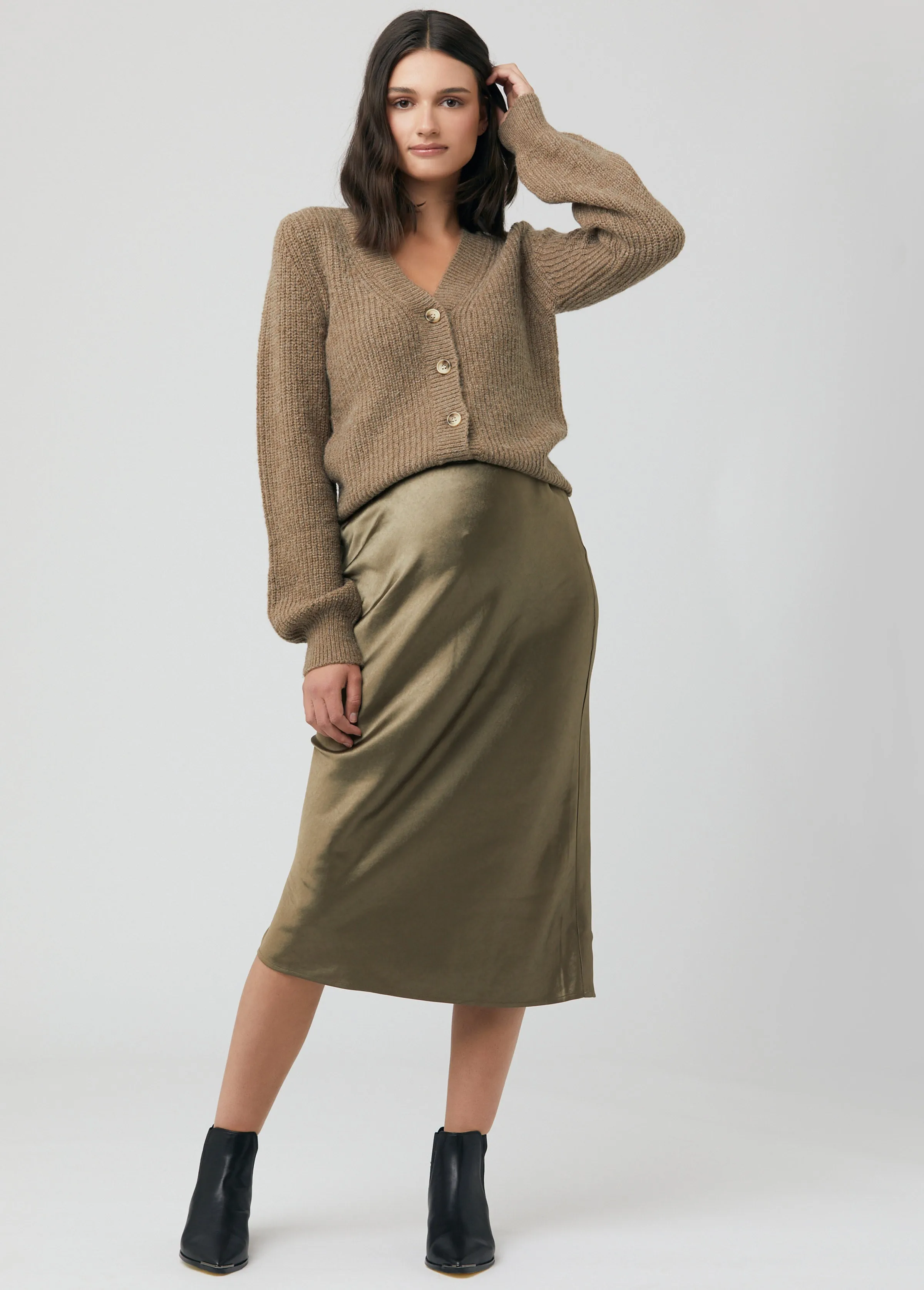 Ripe Maternity Lexie Satin Maternity Midi Skirt