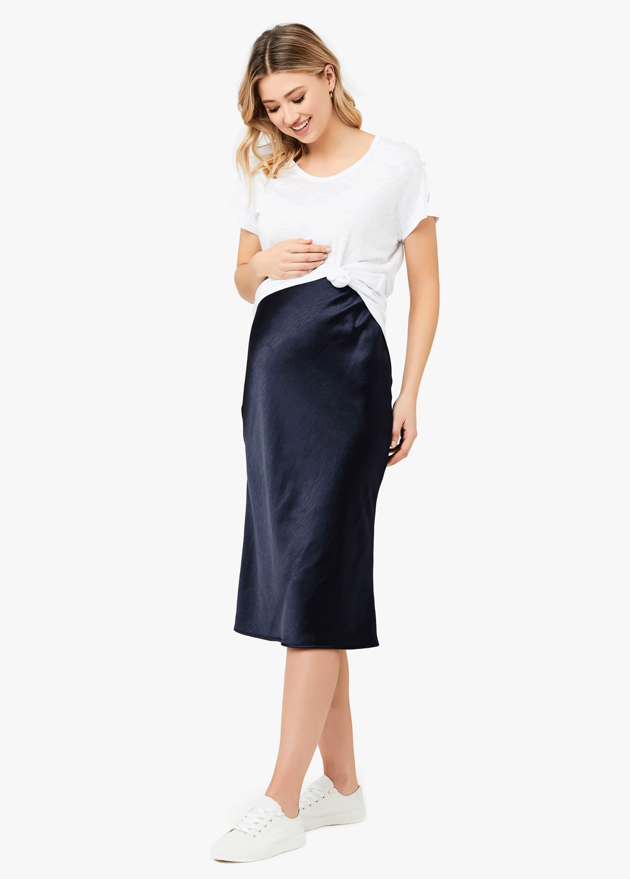 Ripe Maternity Lexie Satin Maternity Midi Skirt