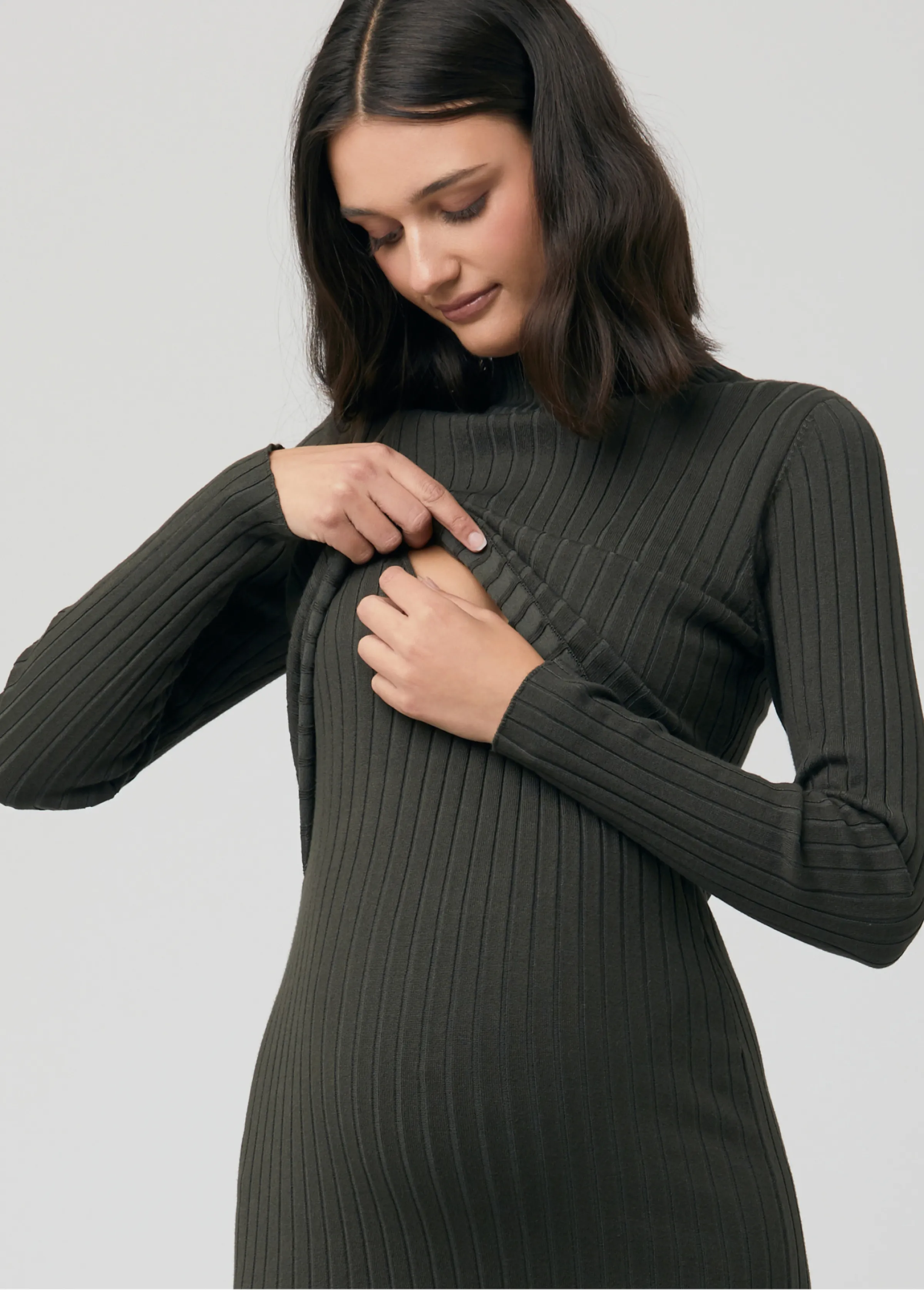 Ripe Maternity Nella Rib Nursing Sweater Dress