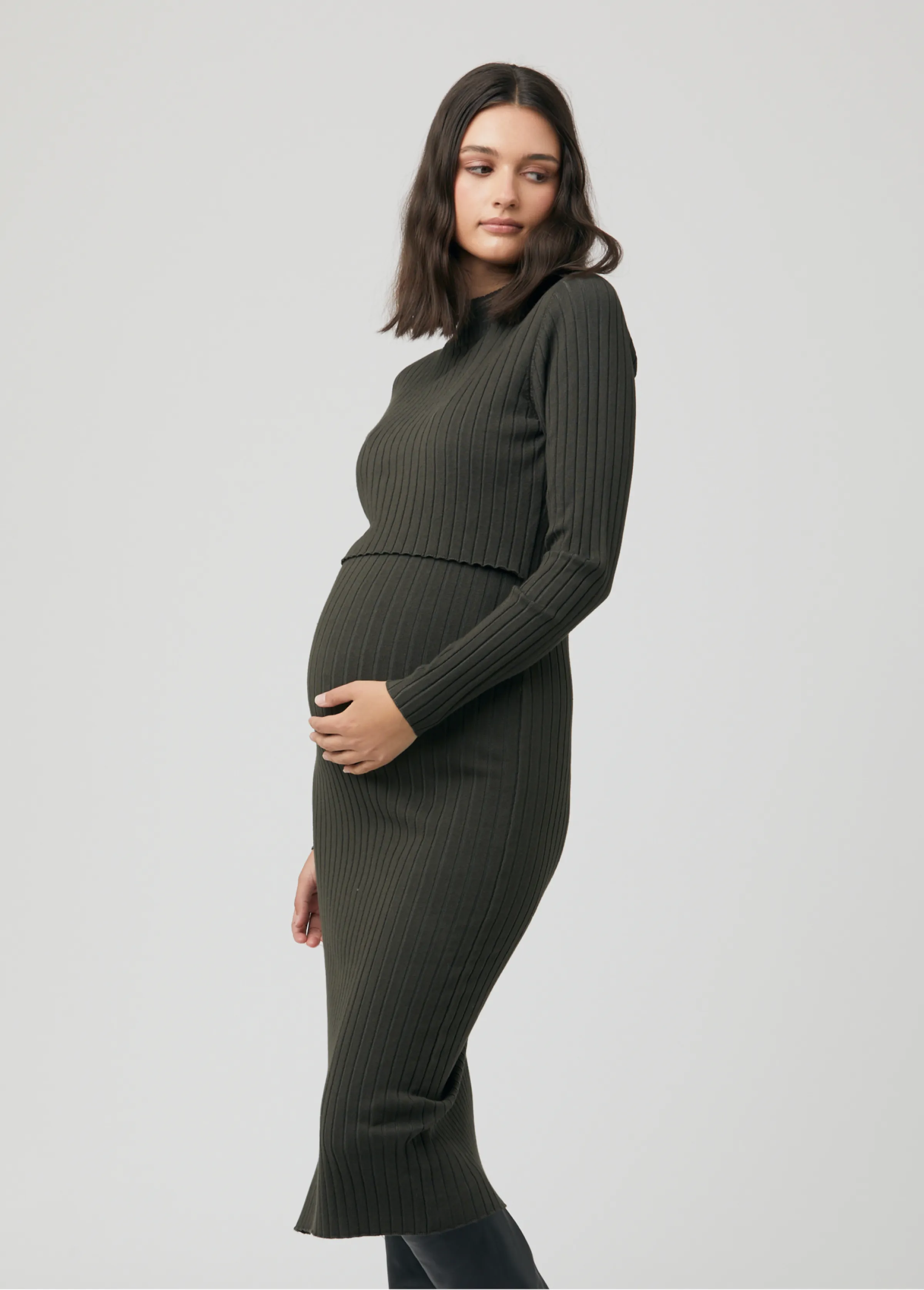 Ripe Maternity Nella Rib Nursing Sweater Dress