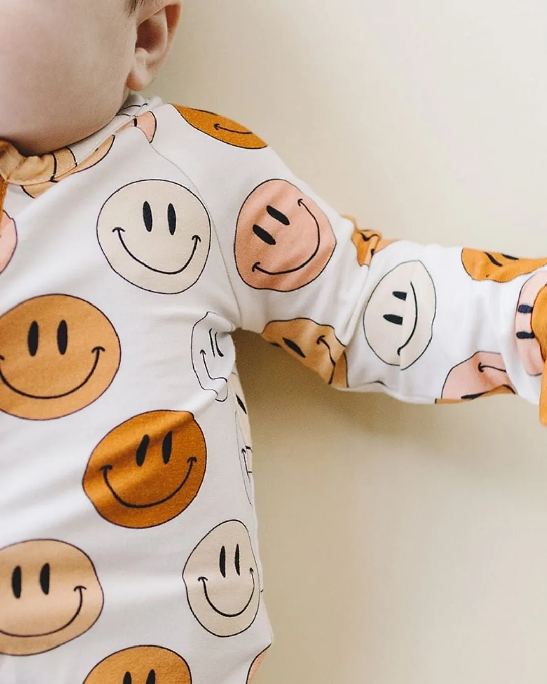 Smiley Bamboo Zip Romper | Copper