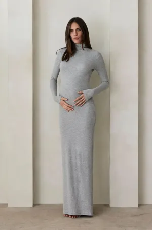 Soft Rib Turtleneck Long Sleeve Maxi Dress