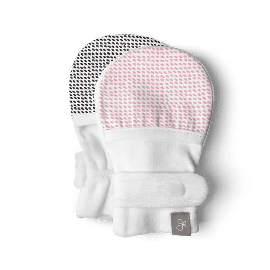 Stay-On Scratch Mitts - Pink Drops