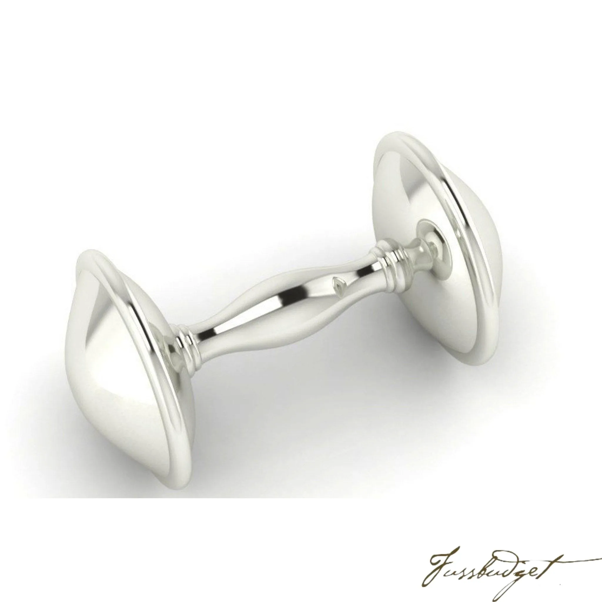 Sterling Silver Plain Dumbbell Baby Rattle