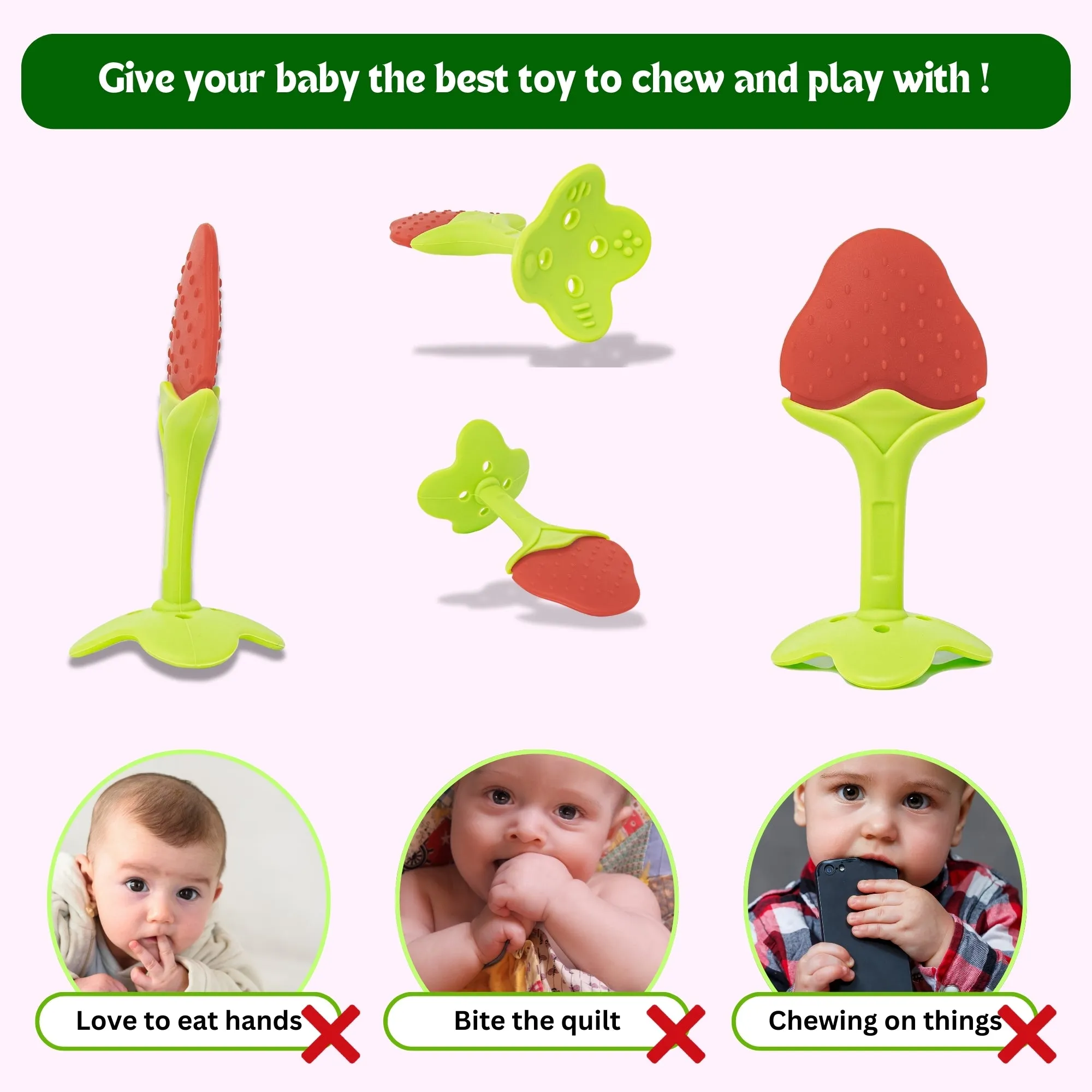 The Little Lookers Single Silicone Fruit Shape Teether for Baby/Toddlers/Infants/Children