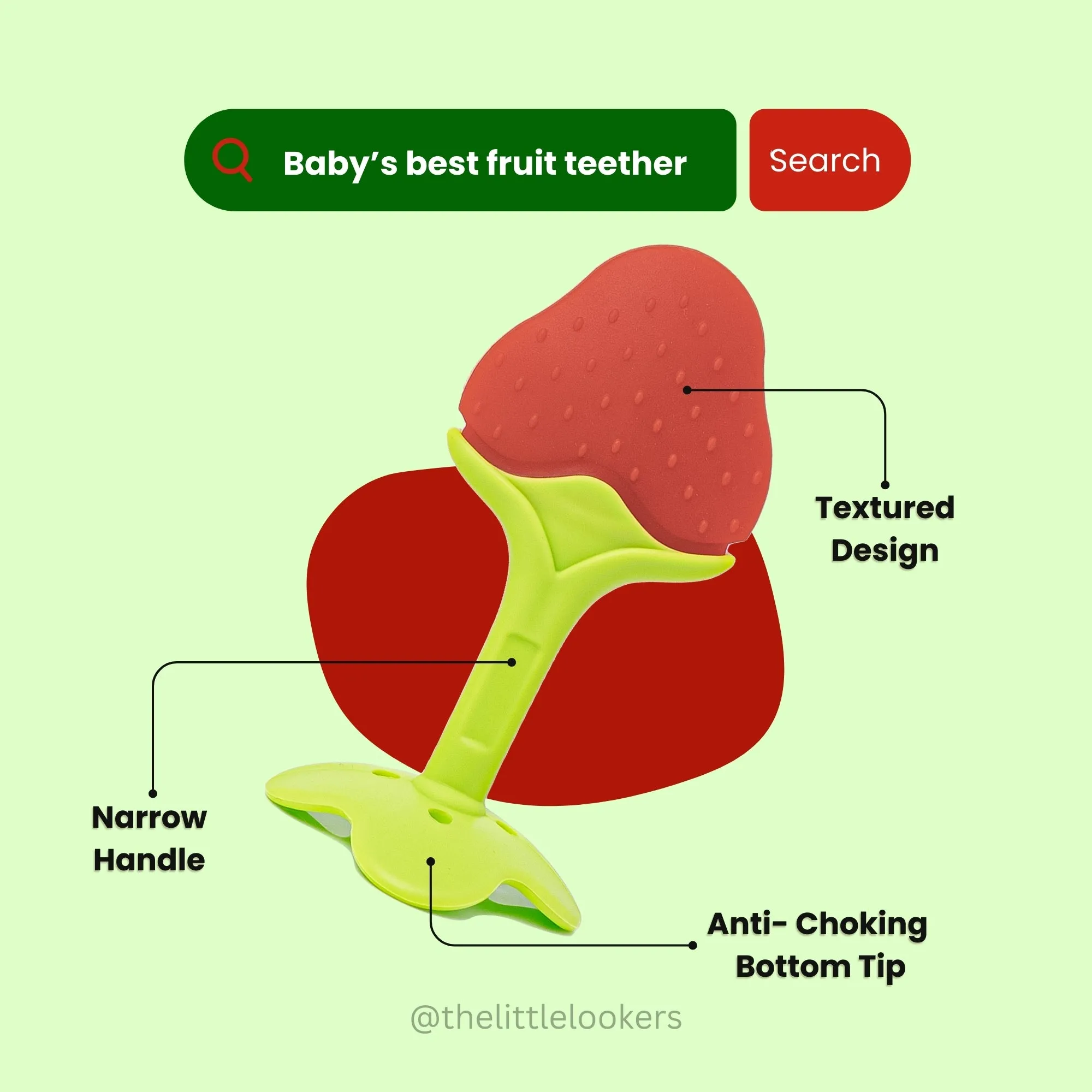 The Little Lookers Single Silicone Fruit Shape Teether for Baby/Toddlers/Infants/Children