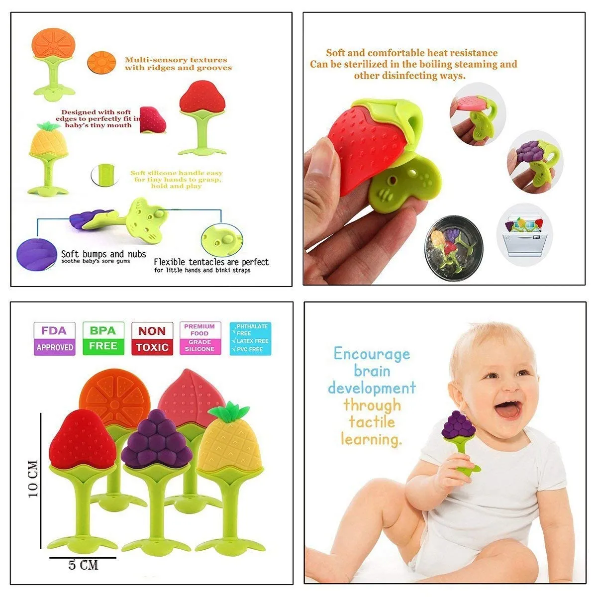 The Little Lookers Single Silicone Fruit Shape Teether for Baby/Toddlers/Infants/Children