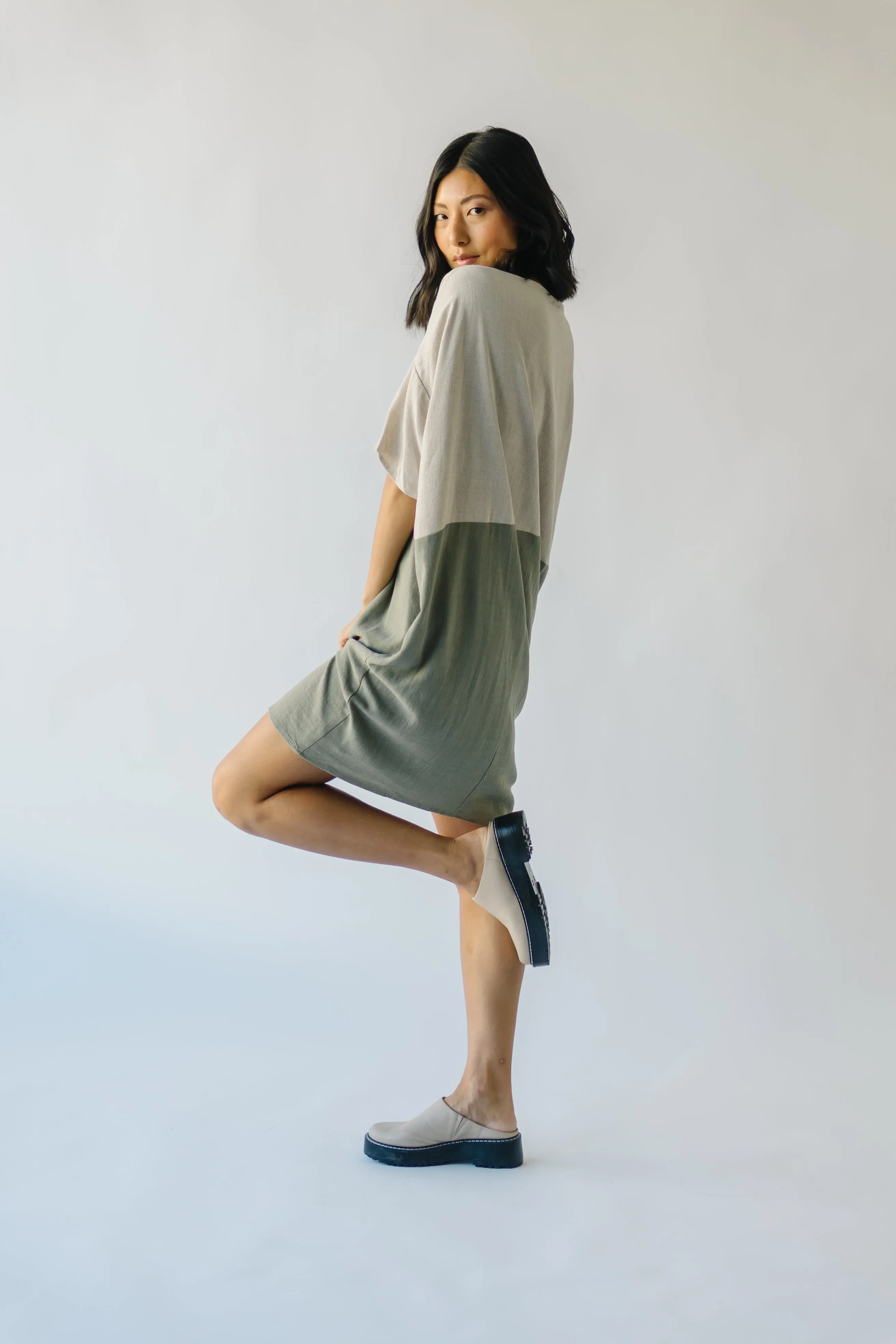 The Portola Color Block Dress in Olive