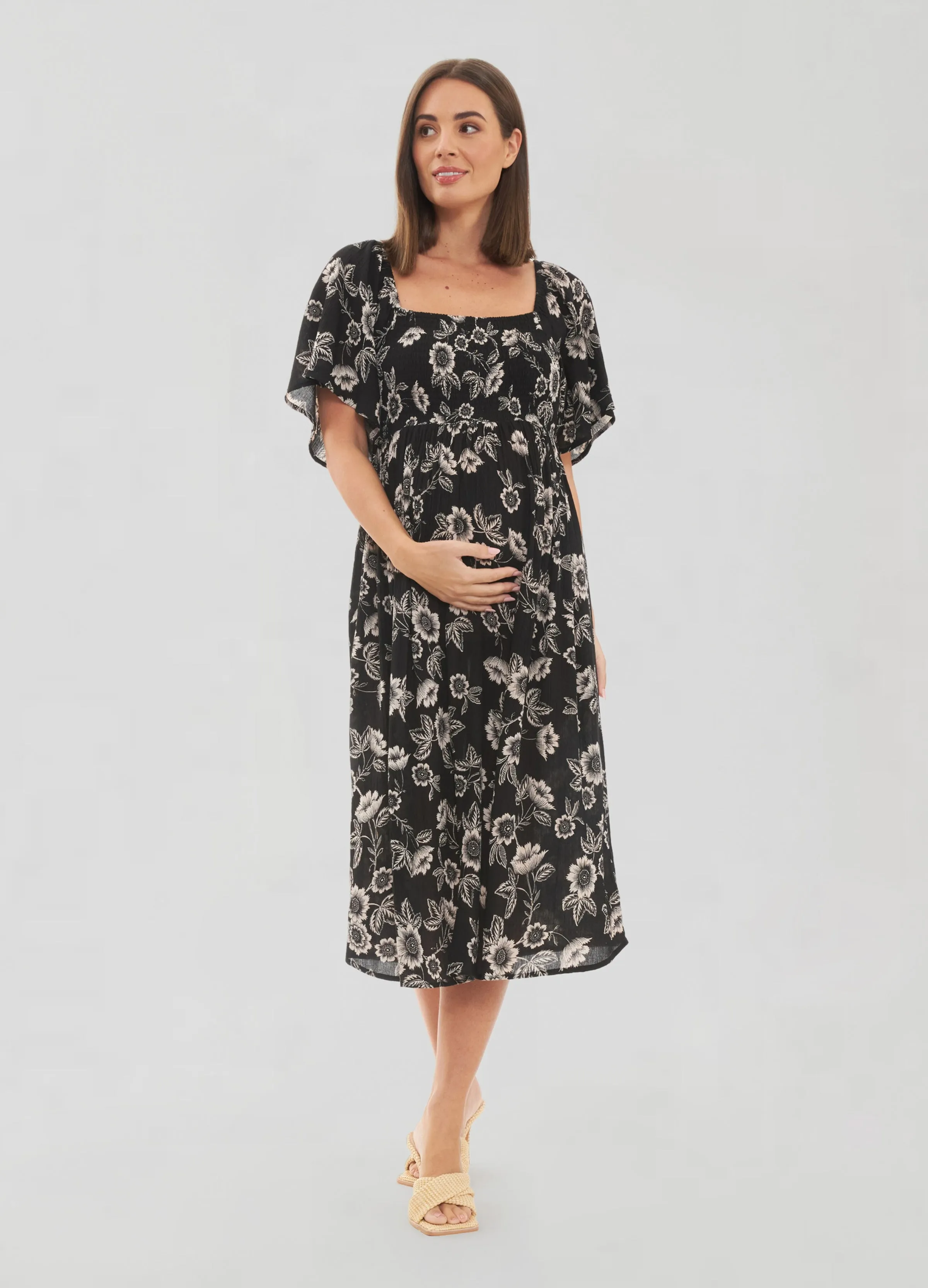 Trina Shirred Maternity Dress