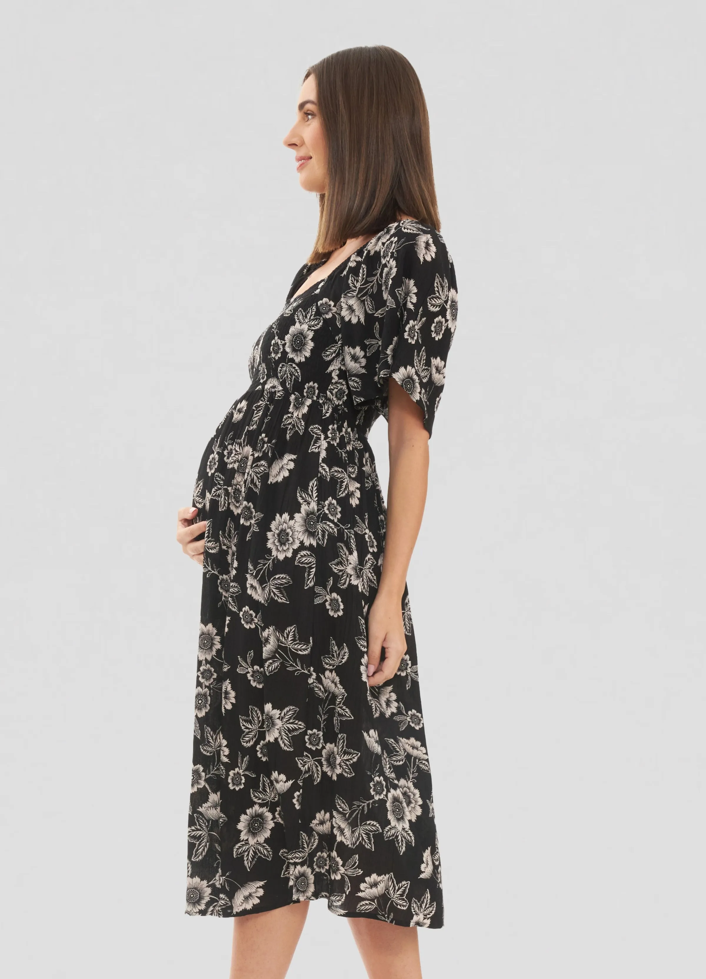 Trina Shirred Maternity Dress