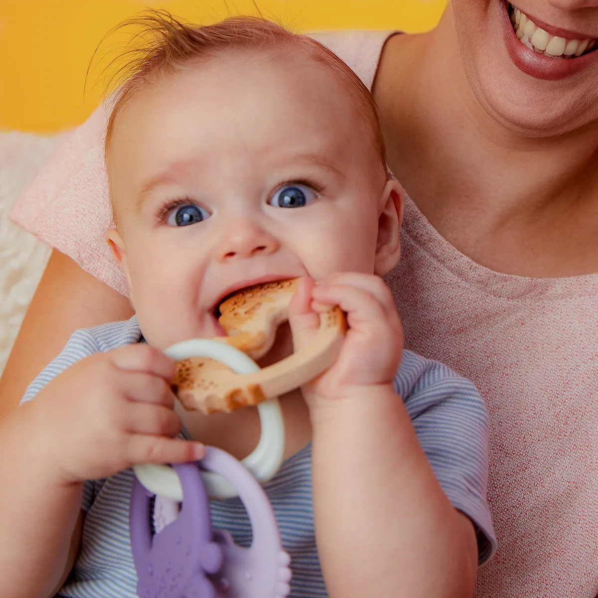 trio teether - peony