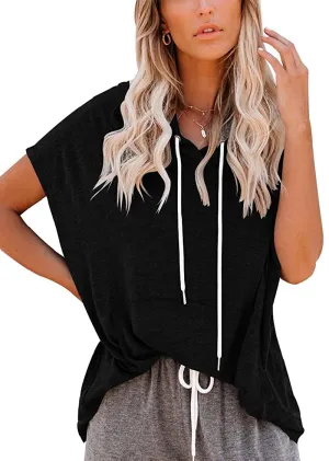 Vivitulip Women's Short Sleeve Tops Casual Loose Fit Pocket Tunics Hoodies Shirts