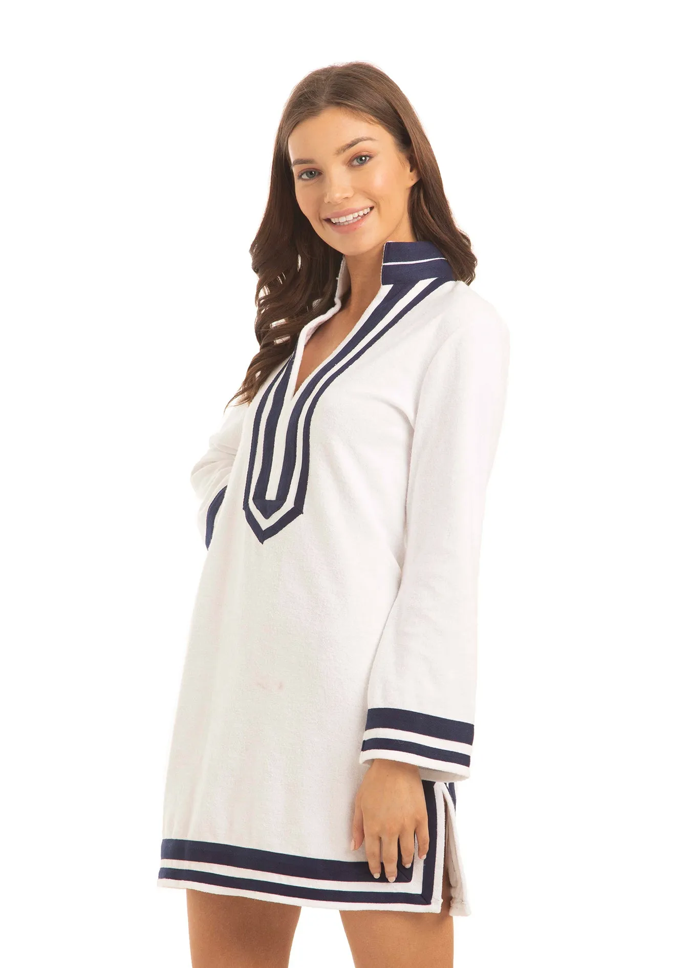 White/Navy Terry Tunic