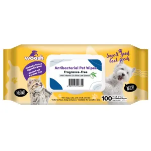 Woosh Fragrance-Free Antibacterial Pet Wipes 100pcs