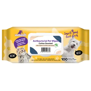 Woosh Pet Wipes Antibacterial - Cotton 100sheets